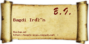 Bagdi Irén névjegykártya